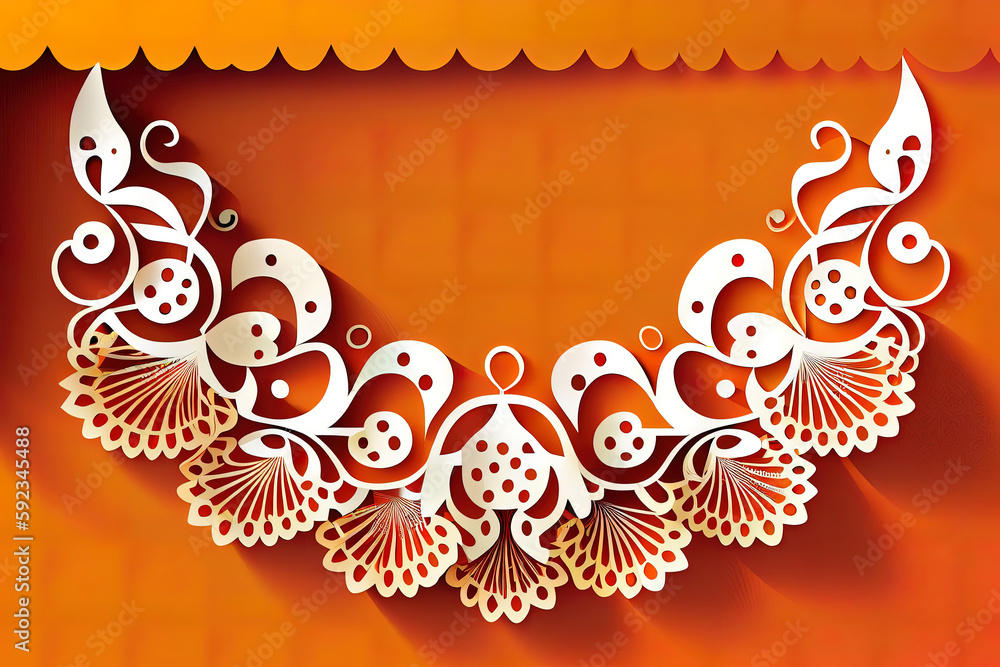 Poster papel picado vector floral template design with abstract shapes. generative ai