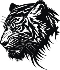 Tiger head tattoo vector illustration silhouette minimal animal logo 