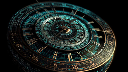 a close up of a clock with roman numerals - obrazy, fototapety, plakaty