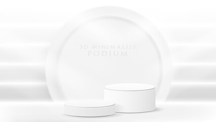 3d background products display podium scene with geometric platform. bubble and light shadow, Stage showcase on pedestal display white studio	