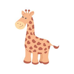Cute little giraffe in cartoon style. African jungle animal. Giraffe pattern for printing on fabric, wrapping paper, wallpaper, baby room, baby shower card, greeting card, kids t-shirts, wear. Vector