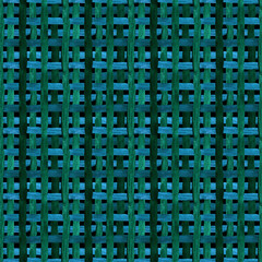 Watercolor hand painted plaid textured seamless endless pattern for web design. Aquarelle horizontal and vertical blue and green lines and stripes on black  background as design element
