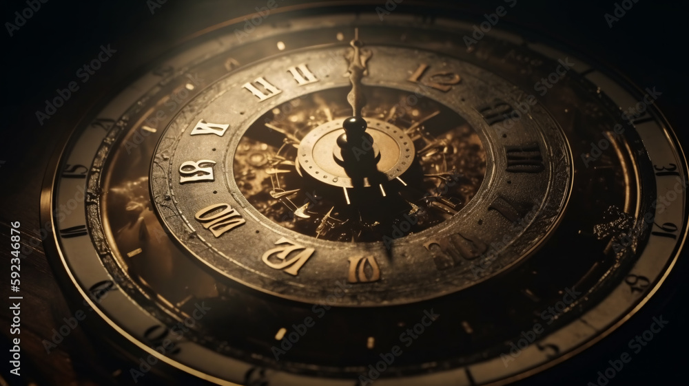 Poster a close up of a clock with roman numerals
