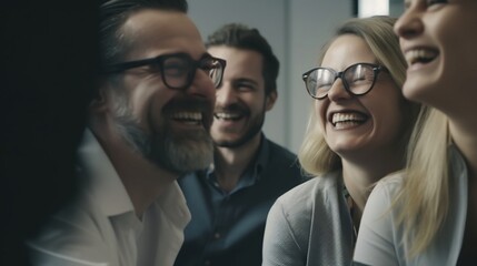 AI Menschen lachen in B&uuml;ro-Situation Generative AI