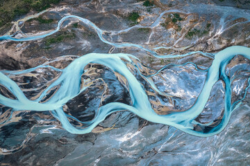 Natural icelandic glacier river melting pattern texture in summer among icelandic highlands