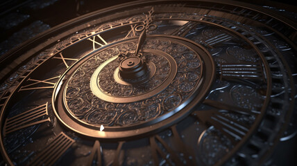 Fototapeta na wymiar a close up of a clock with roman numerals