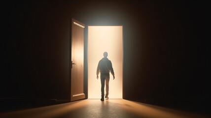 a person standing in front of an open door