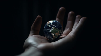 a person holding a small earth