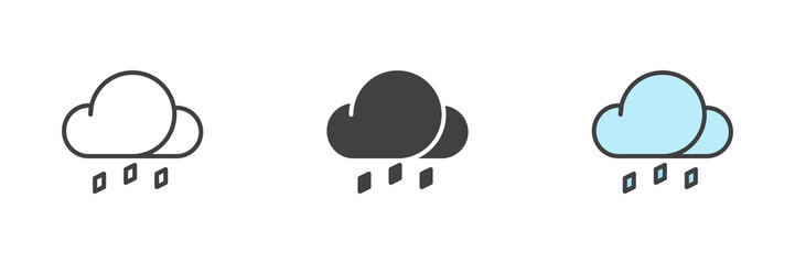 Cloud hail different style icon set