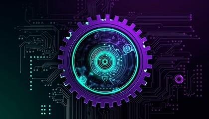 Obraz premium Gear Futuristic Motherboard and Computer Board Chips Generative AI