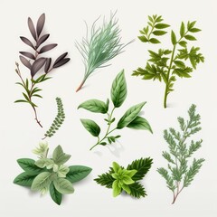 Herb watercolour. Herb watercolor isolated on white background. Herbs. Generative AI.