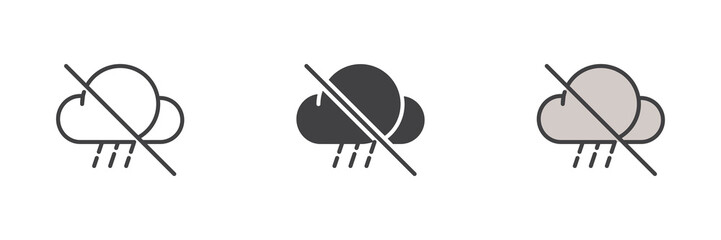 No rain cloud different style icon set