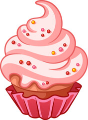 Cupcake illustration. Cake hand-drawn illustration