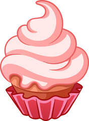 Cupcake illustration. Cake hand-drawn illustration