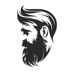 black and white vector logo  bearded man graphic illustration