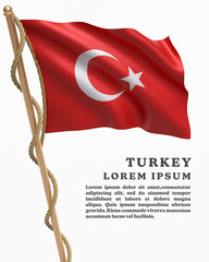 White Backround Flag Of TURKEY