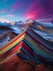 Foto op Canvas A captivating capture of Vinicunca mountain in the early morning - generative ai © Uolir