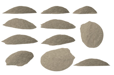 Heap of sand isolated pack transparent background 3d rendering

