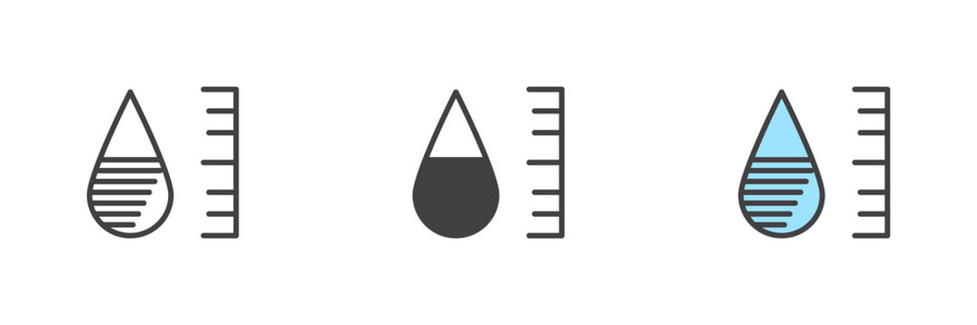 Hygrometer different style icon set