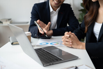 Businessteam collaboration and planning with executive team sharing goal, vision and idea together.