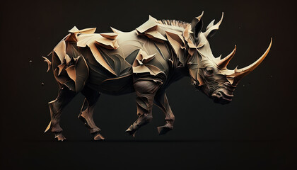 Rhinoceros animal abstract wallpaper. Contrast background Rhino in vivid colors generative ai