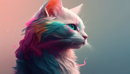 Cat abstract wallpaper. Soft background with kitten in Pastel colors generative ai