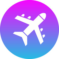 Fototapeta premium Plane Gradient Circle Glyph Inverted Icon