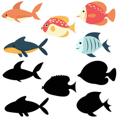 cute fish on white background, vector