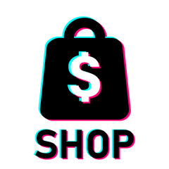 Popular social media sign - Tiktok shop. Seller center printed on white background. E-commerce logo shopping and selling app.