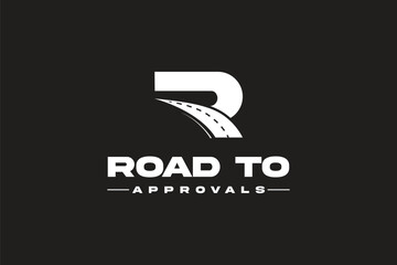 R latter mark road icon minimal logo design idea