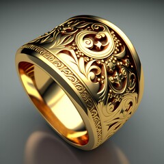 Indiana golden ring. 3d style of fantasy ring about indiana concept. Generative AI.