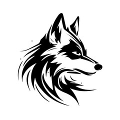 black and white wolf head vector graphic illustration