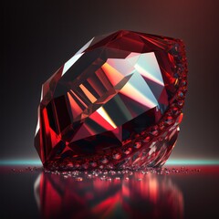 Ruby stone. Fantasy gemstone for games item decoration. Ruby in 3D style illustration. Generative AI.