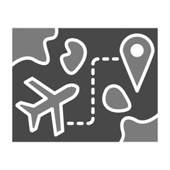 Route Greyscale Glyph Icon