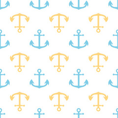 cute marine seamless pattern with ship anchors