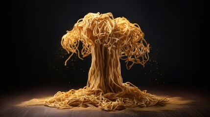  A surrealist interpretation of a tree made out of spaghetti, 8k, photography, hyper realistic, generative ai