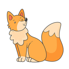 Cute fox in cartoon doodle style. Vector animal isolated illustration.