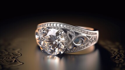  an elegant, fancy diamond ring, close up, 8k, hyperrealistic, dynamic lighting, intricate detail, realistic, photography, generative ai
