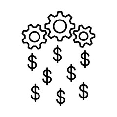 Business and Money. Financial management and Productivity. Making profit. Money creation. Growth of income. Cash flow. Value generator. Outline vector icon. Editable Strokes