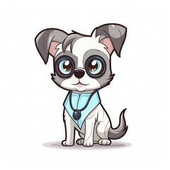 Obraz premium Illustration of a cute cartoon dog wearing a stethoscope around its neck created, Generative AI