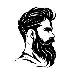 Black bearded man vector logo graphic illustration