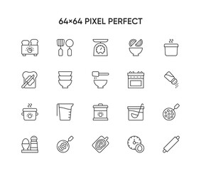 Cooking line icons. Boiling time, Frying pan and Kitchen utensils
