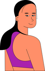 Fototapeta premium Girl Looking Back Illustration Vector