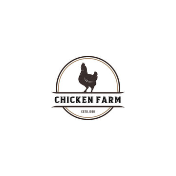 Chicken Farm Logo Template Vector In White Background