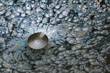 Beautiful psychedelic abstraction formed by light on the surface of a soap