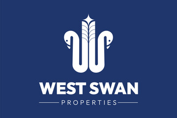 W latter and swan west swan real estate creative elegant modern logo design template