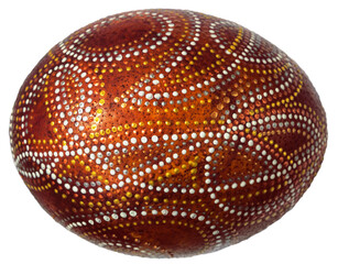 Painted, painted Easter egg isolated on white, dotted.