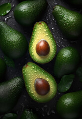 Avocado Isolated on White Background. fresh avocado collection on stone background, top view. Tasty and healthy food.Generative AI