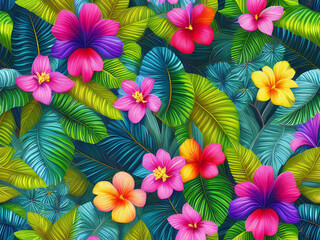 Fototapeta na wymiar Tropical Flowers Illustration