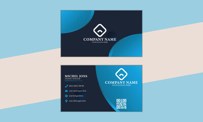 Double-sided creative business card template in sky color. horizontal simple clean template vector design, layout in rectangle size.  Creative and Clean Business Card Template.